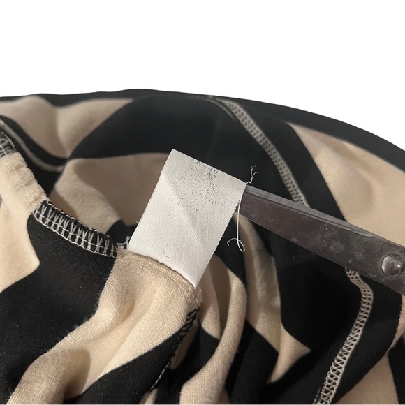 Theory Women Cream & Black Striped Long Sleeve Round Neck Mini Shift Dress Sz M - Picture 15 of 15